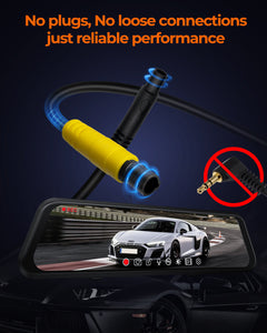M4 3ch Mirror Dash Cam with 1080P 60fps Front+Rear+Bumper/Cabin Cameras, 12"IPS Touchscreen