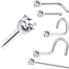 Solid 14K White Gold 1.5mm Genuine Diamond Nose Ring