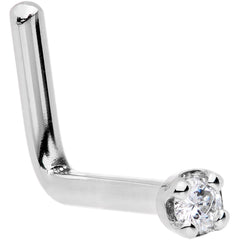 Solid 14K White Gold 1.5mm Genuine Diamond Nose Ring